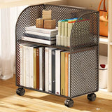 Casual Open Back Sliding Wire Mesh Storage Bookcase Image - 13