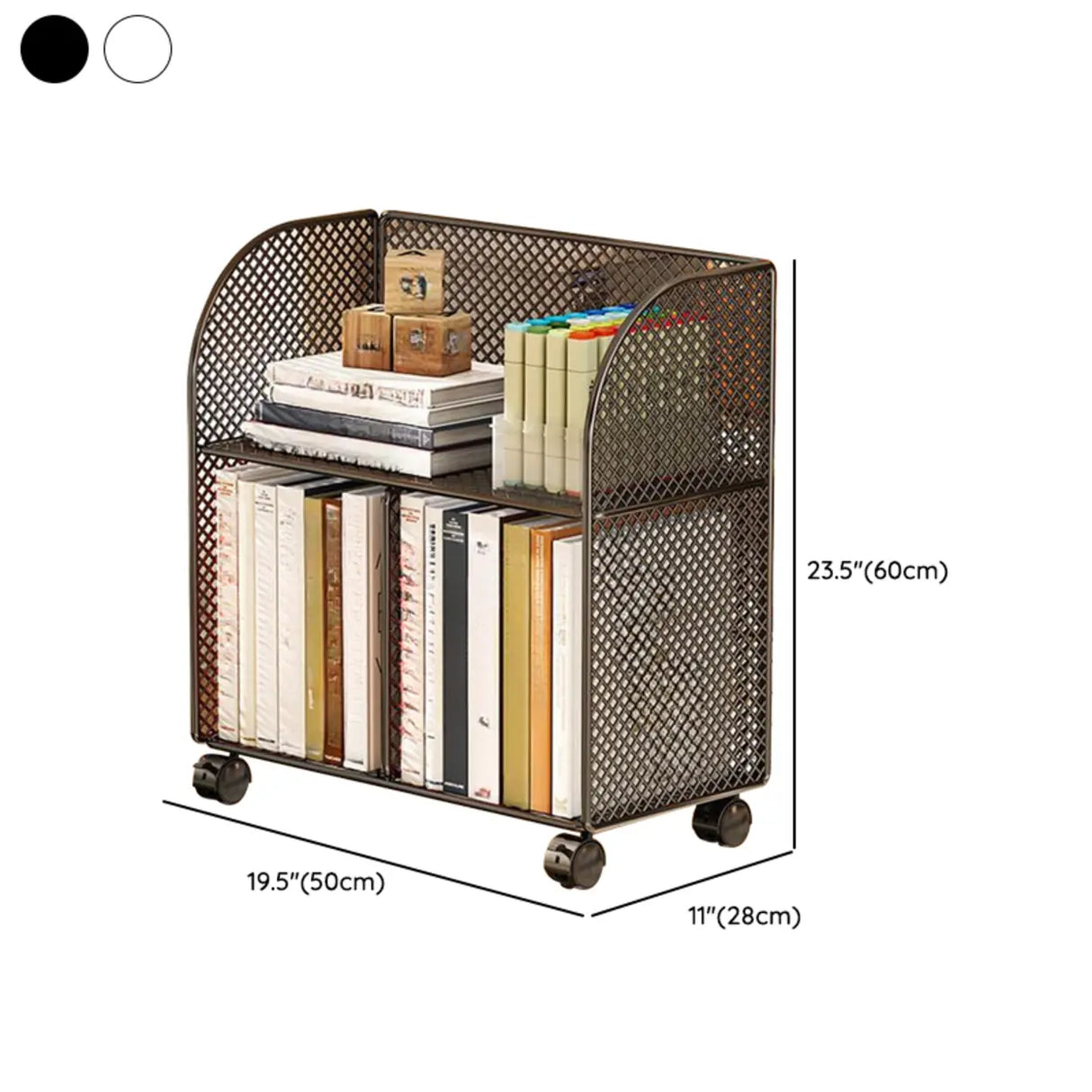 Casual Open Back Sliding Wire Mesh Storage Bookcase 