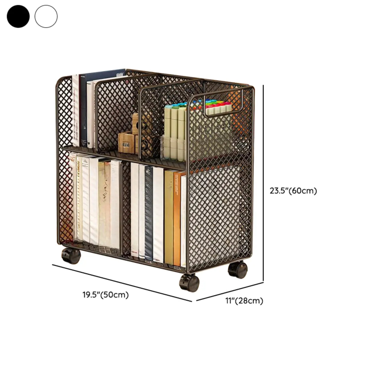 Casual Open Back Sliding Wire Mesh Storage Bookcase Image - 15