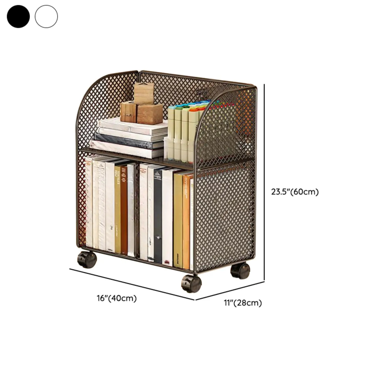 Casual Open Back Sliding Wire Mesh Storage Bookcase Image - 16
