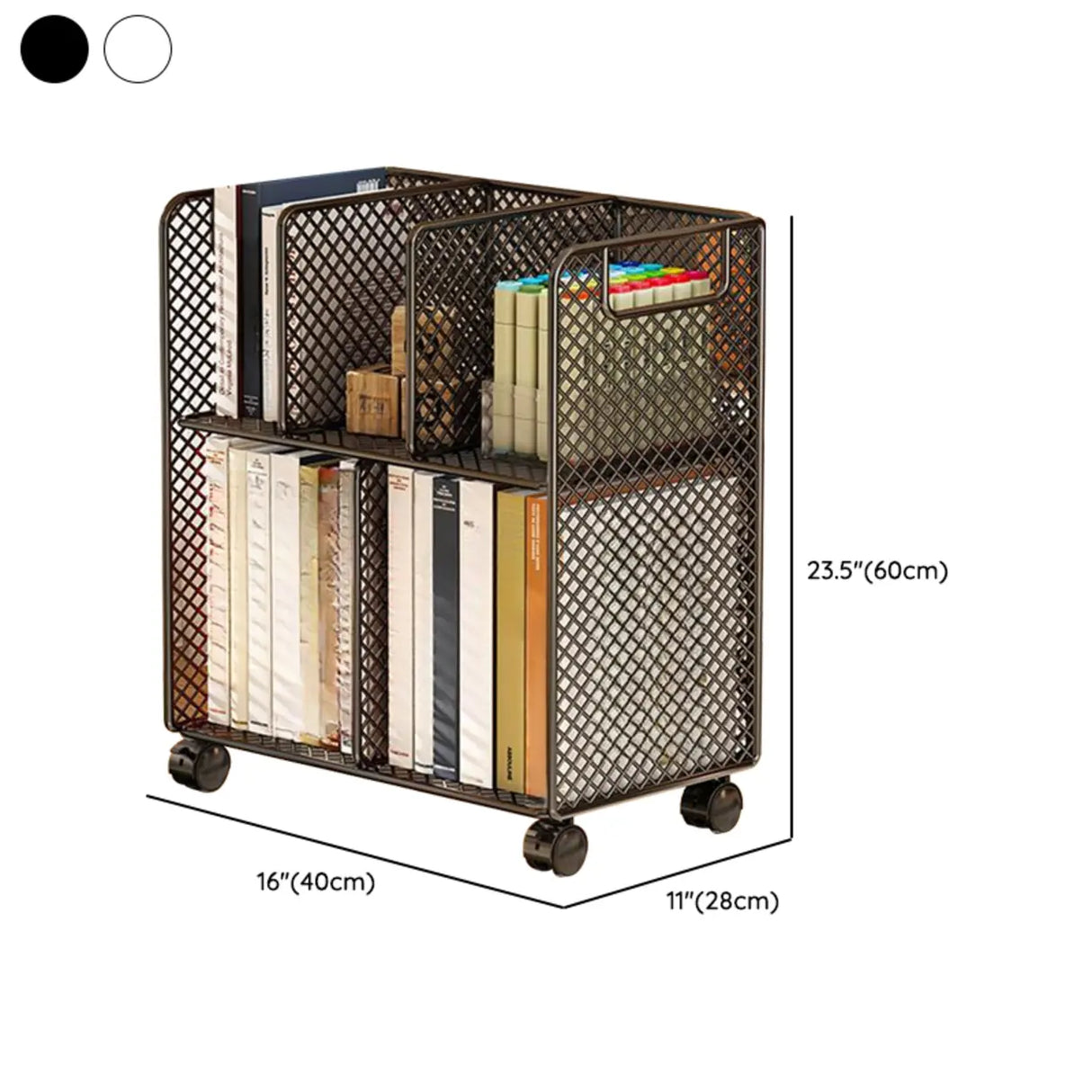 Casual Open Back Sliding Wire Mesh Storage Bookcase Image - 17