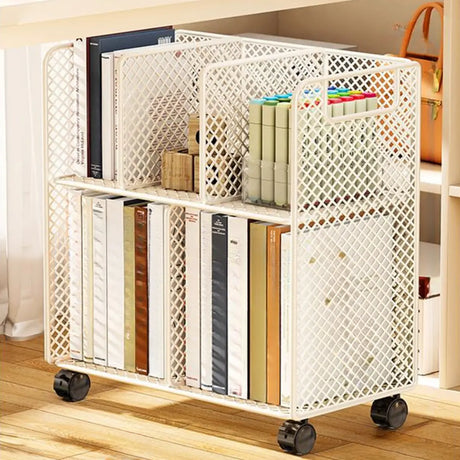 Casual Open Back Sliding Wire Mesh Storage Bookcase Image - 1