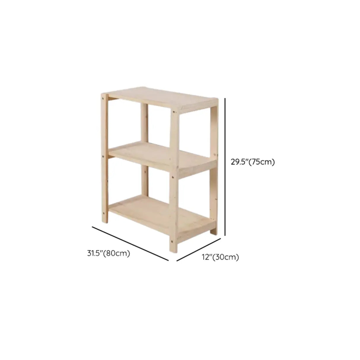 Casual Open Beige Wooden Etagere Display Bookshelf 