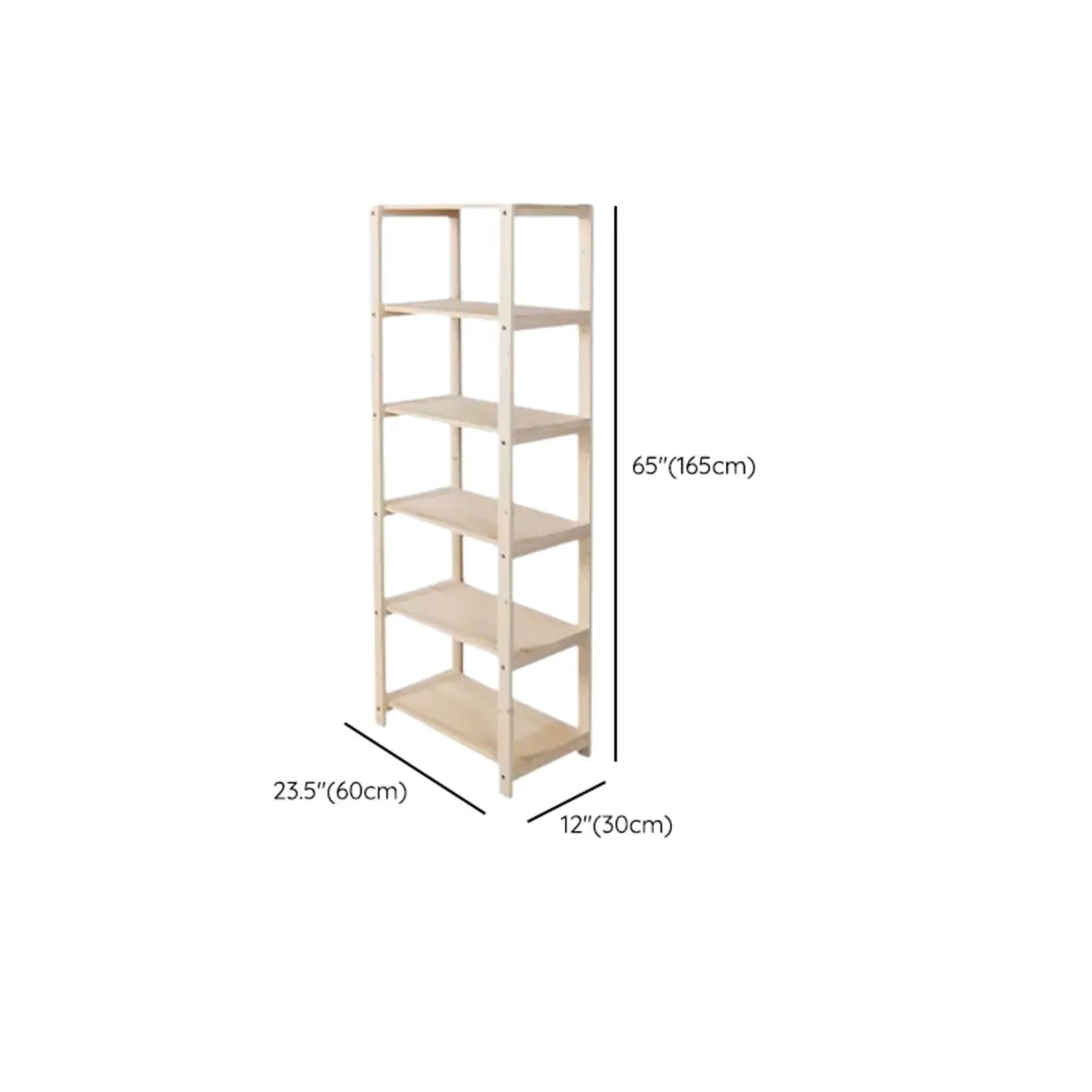 Casual Open Beige Wooden Etagere Display Bookshelf Image - 13