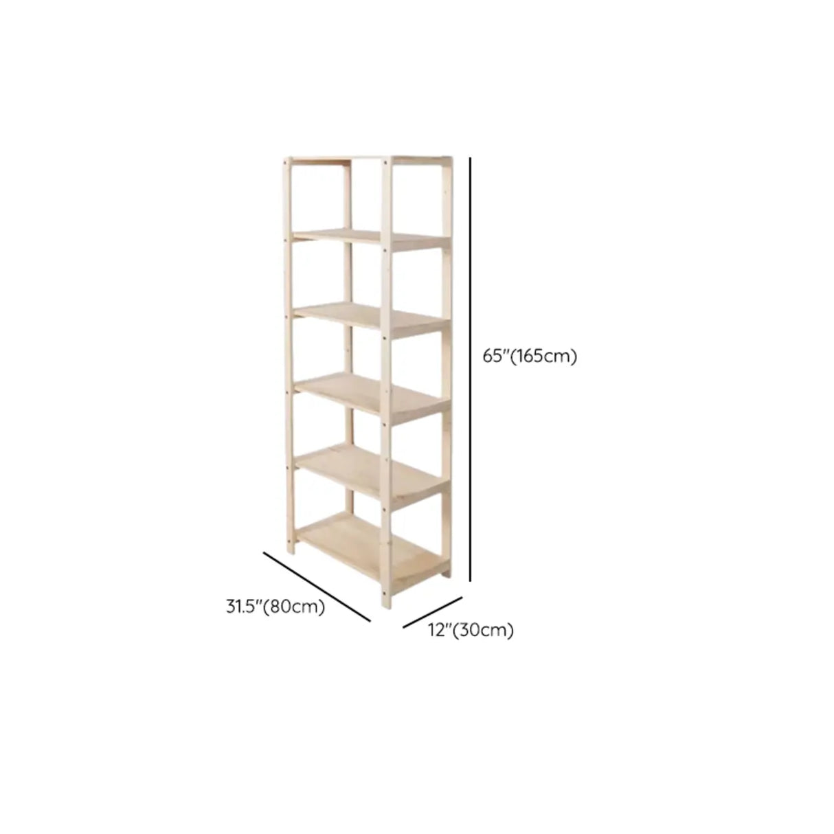 Casual Open Beige Wooden Etagere Display Bookshelf Image - 14