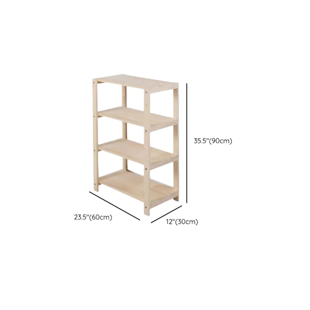Casual Open Beige Wooden Etagere Display Bookshelf Image - 16