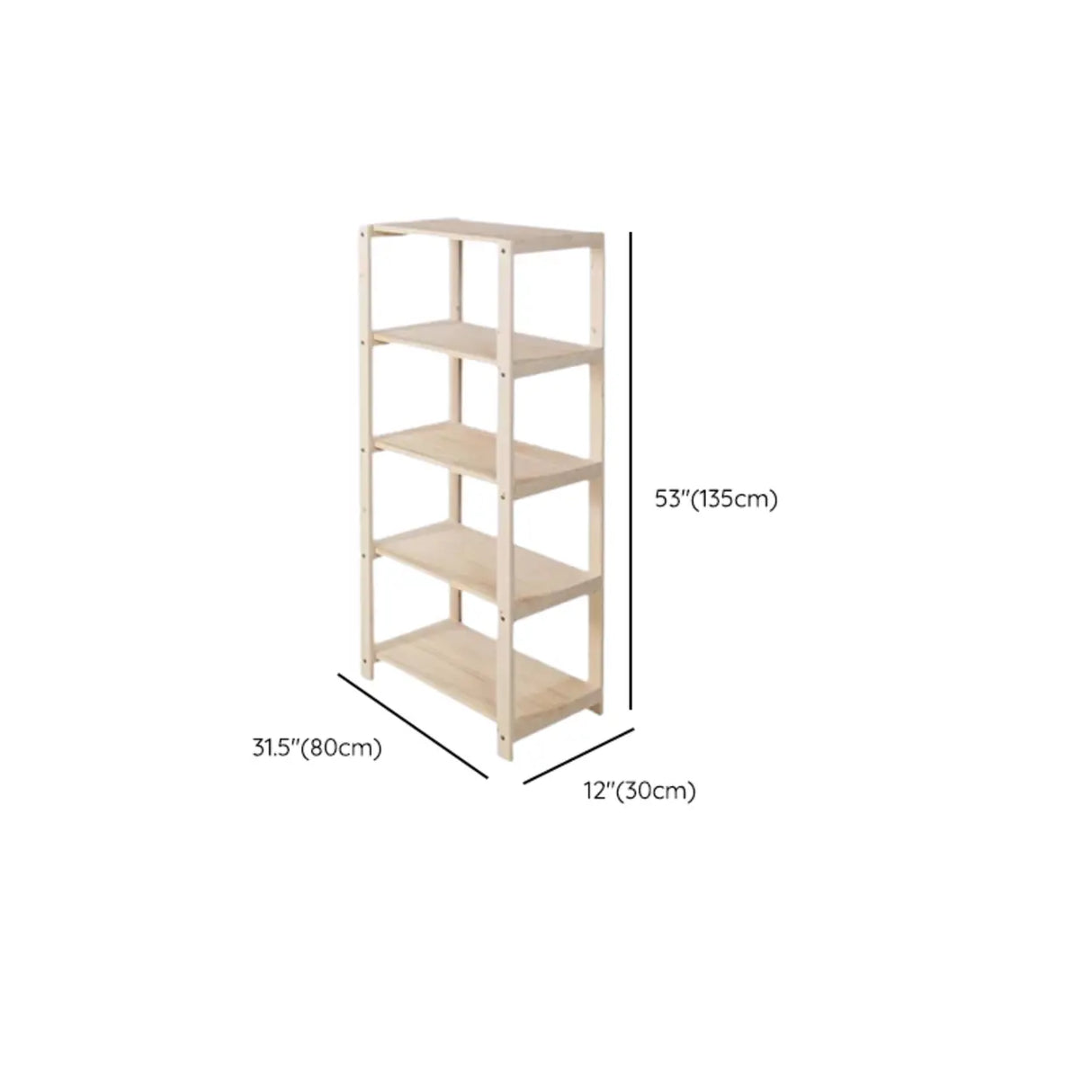 Casual Open Beige Wooden Etagere Display Bookshelf Image - 17
