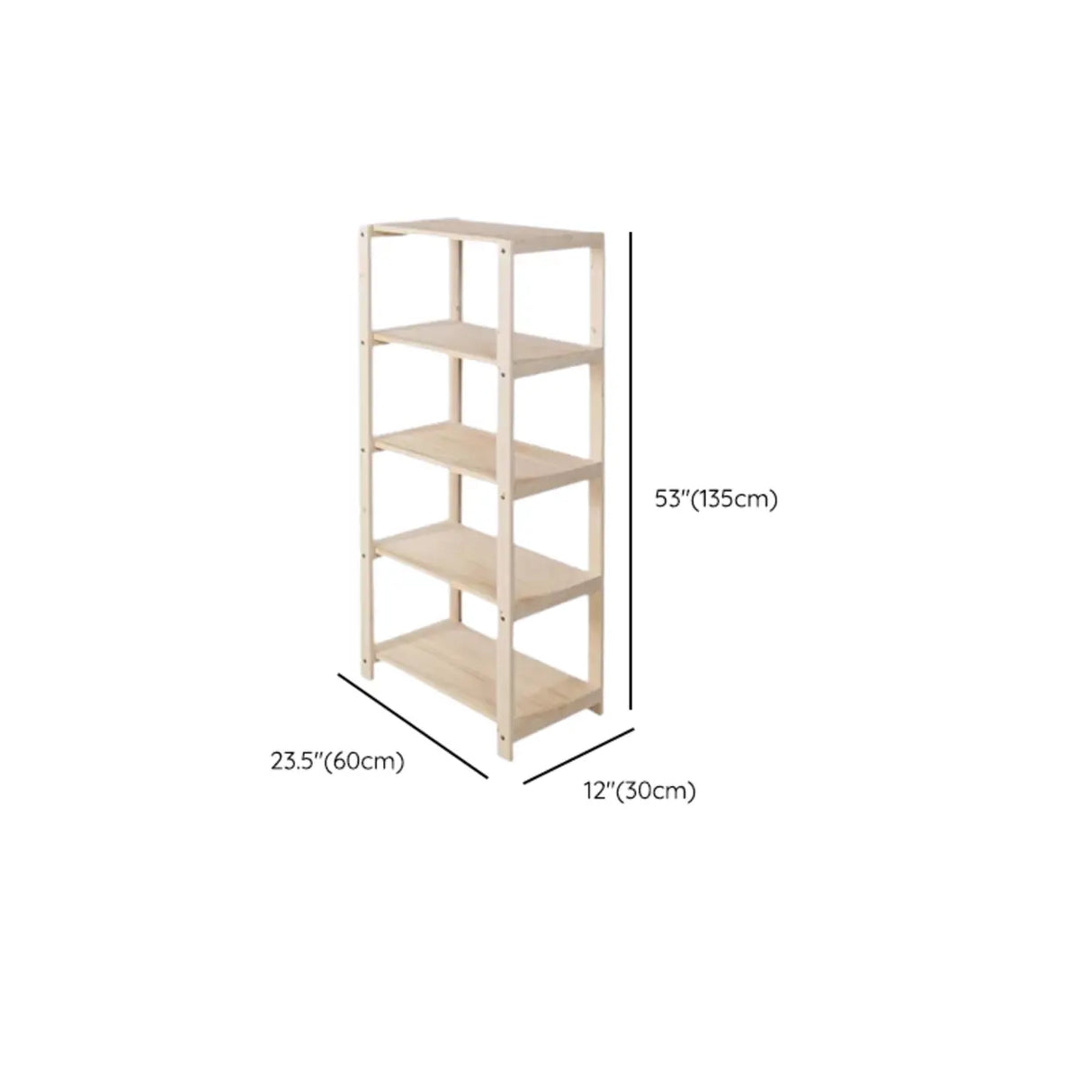 Casual Open Beige Wooden Etagere Display Bookshelf Image - 20