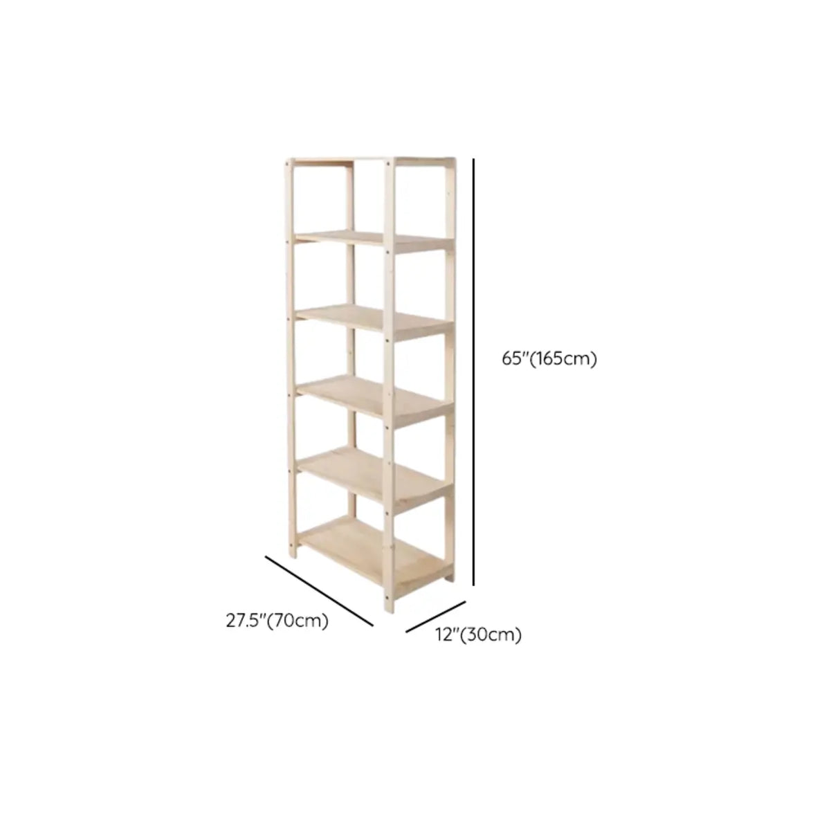 Casual Open Beige Wooden Etagere Display Bookshelf Image - 25