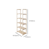 Casual Open Beige Wooden Etagere Display Bookshelf Image - 26