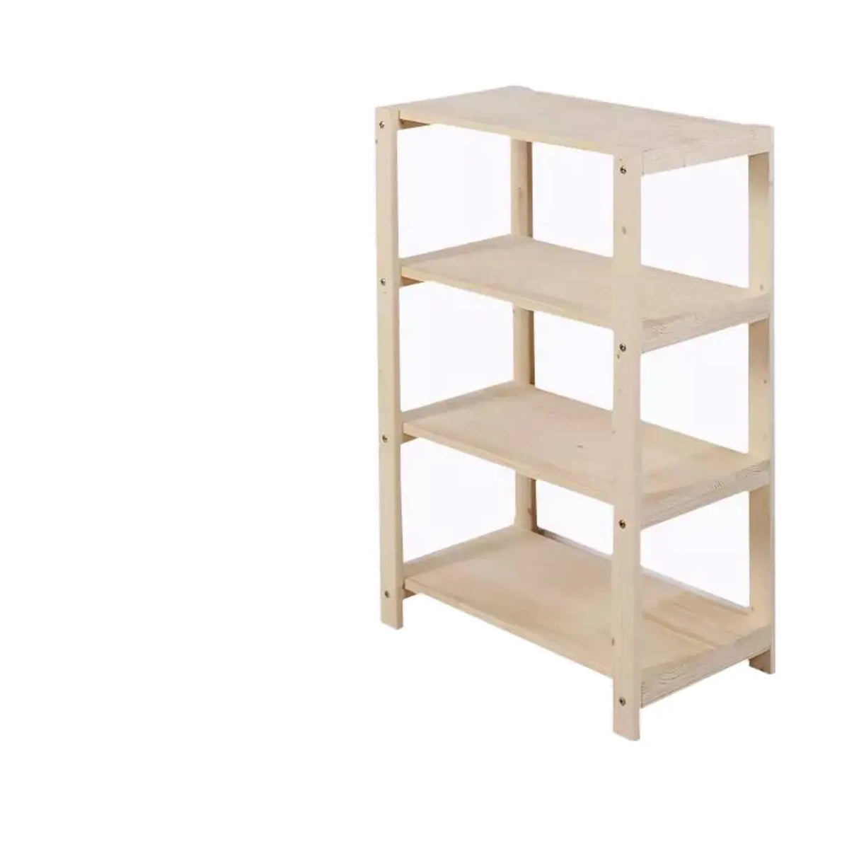 Casual Open Beige Wooden Etagere Display Bookshelf Image - 3