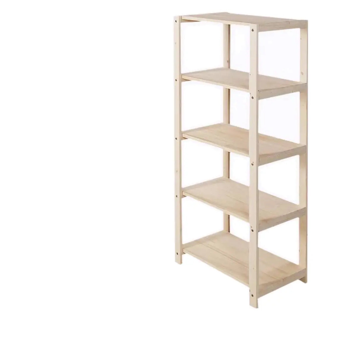 Casual Open Beige Wooden Etagere Display Bookshelf Image - 5