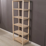 Casual Open Beige Wooden Etagere Display Bookshelf Image - 6