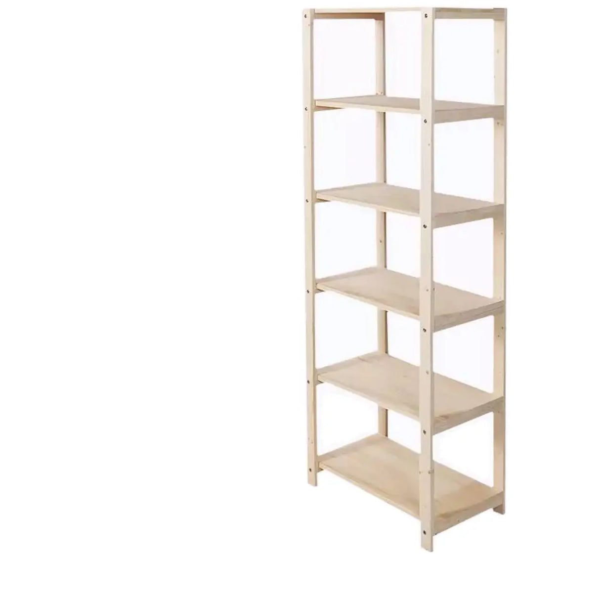 Casual Open Beige Wooden Etagere Display Bookshelf Image - 7
