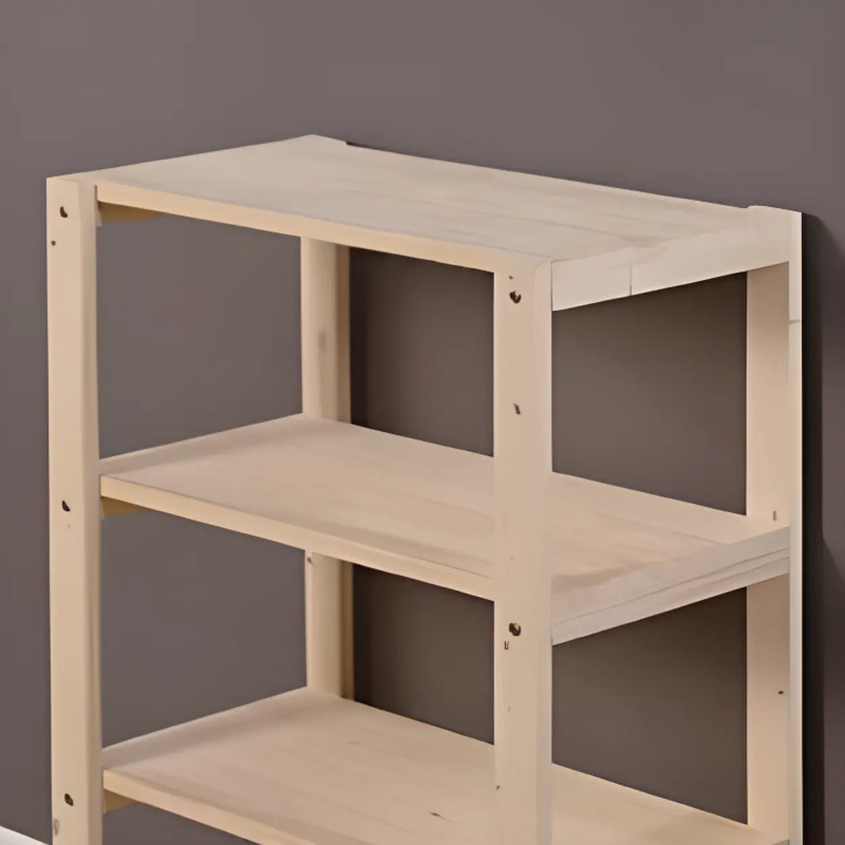 Casual Open Beige Wooden Etagere Display Bookshelf Image - 8