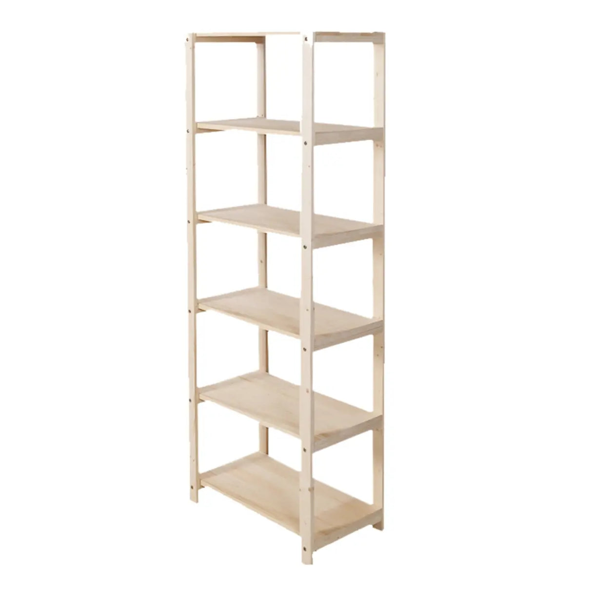 Casual Open Beige Wooden Etagere Display Bookshelf Image - 9
