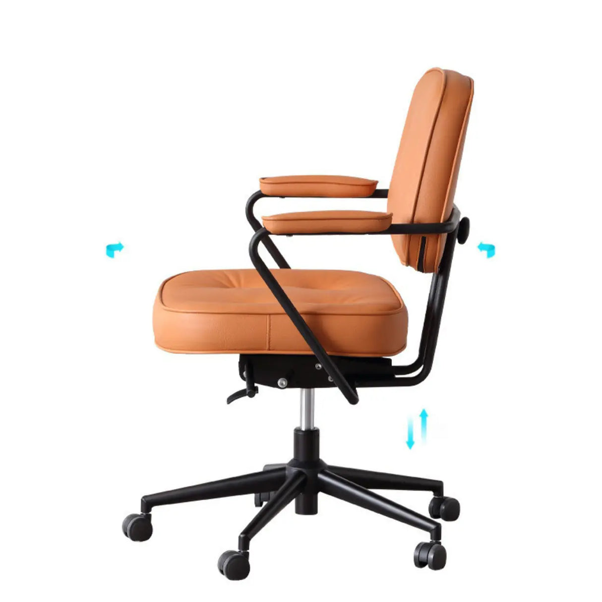Casual Portable Adjustable Leather Office Chair with Arms Image - 12