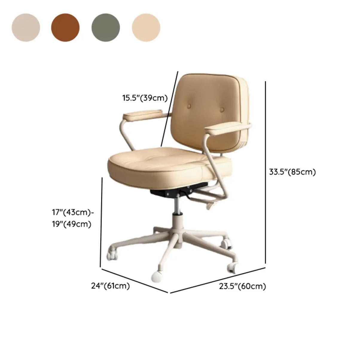 Casual Portable Adjustable Leather Office Chair with Arms Image - 19