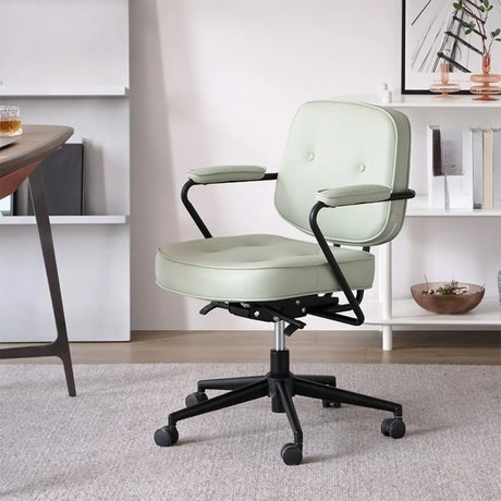 Casual Portable Adjustable Leather Office Chair with Arms Image - 2