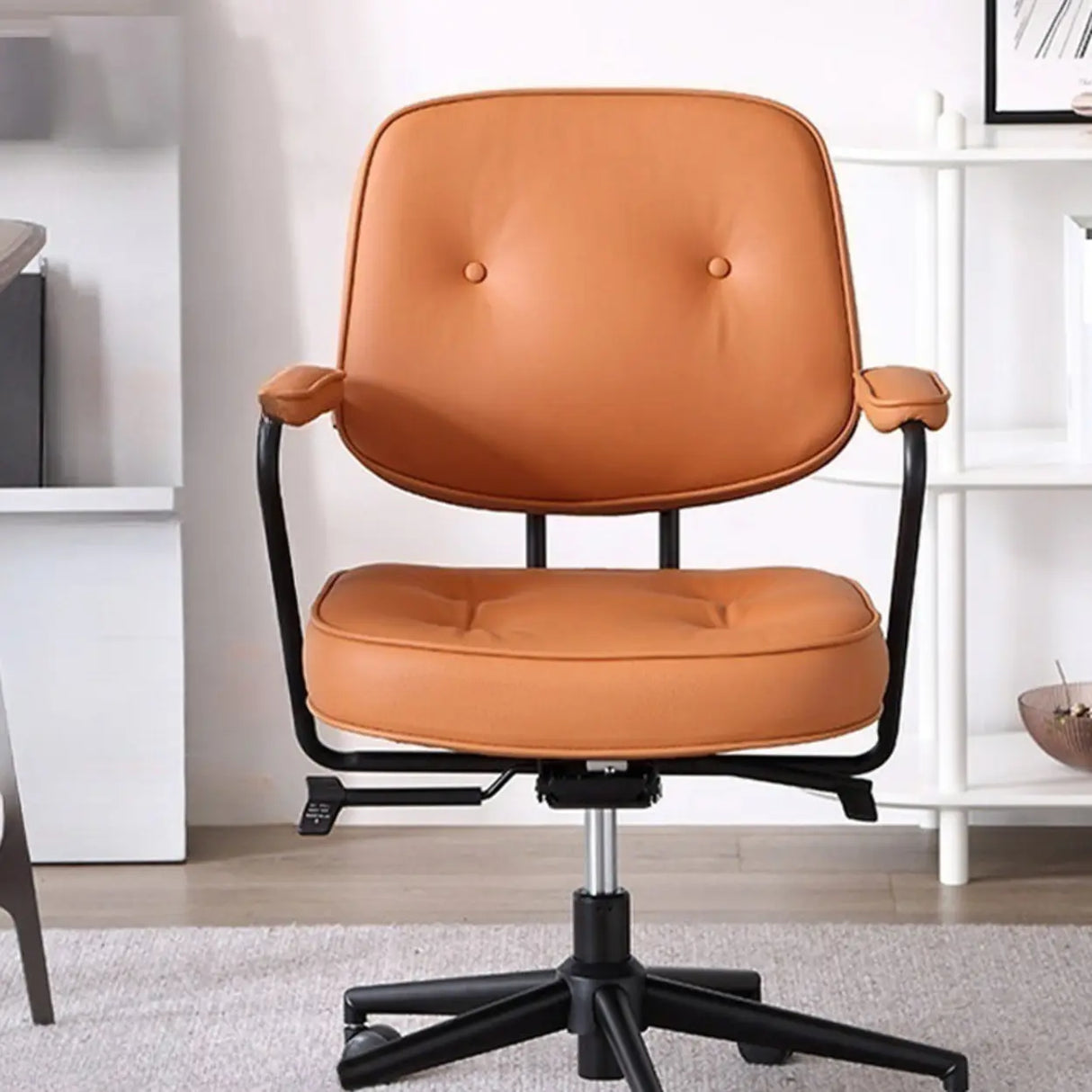 Casual Portable Adjustable Leather Office Chair with Arms Image - 4