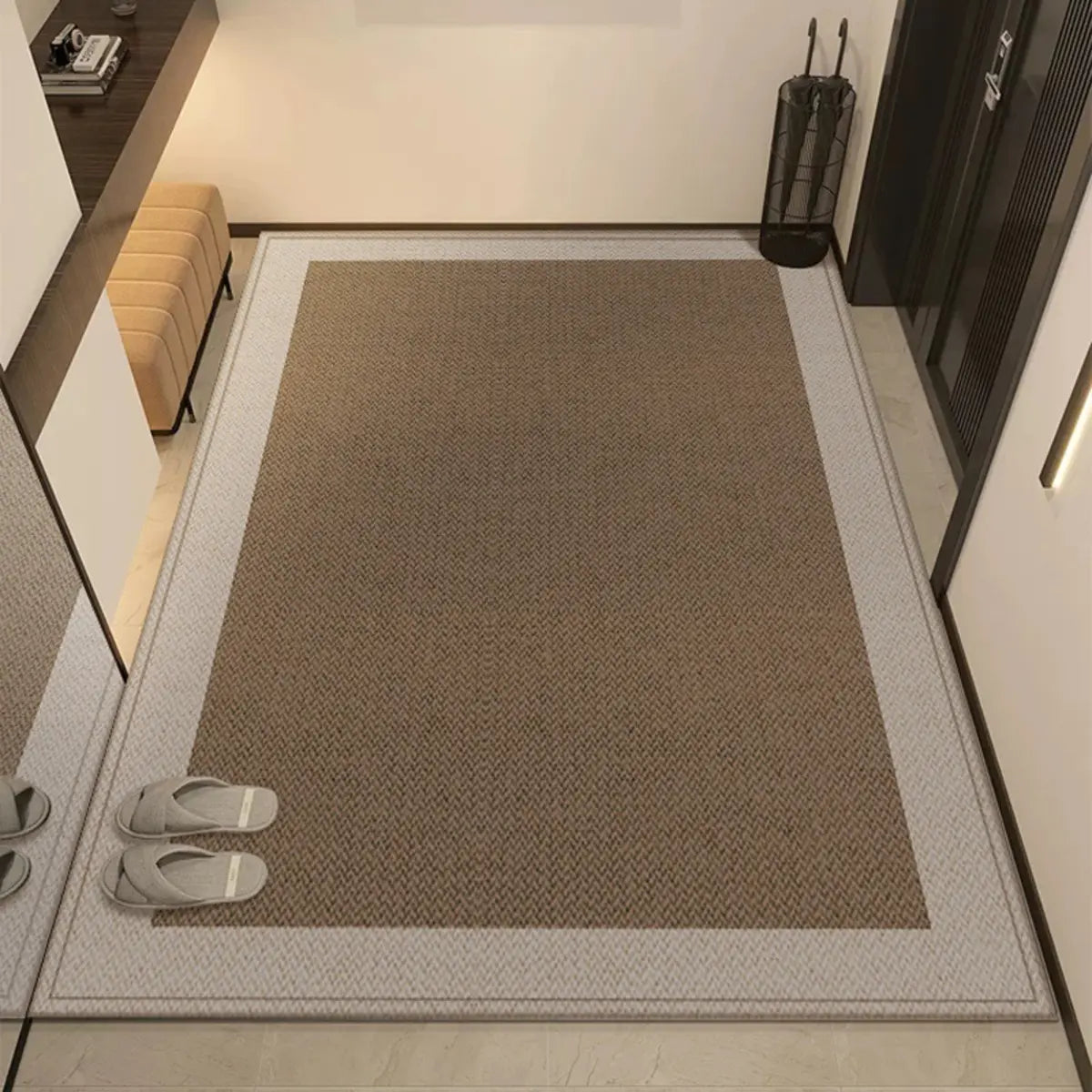 Casual Rectangle Polyester Apricot Anti-Slip Area Rug Image - 3