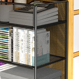 Casual Rectangular Metal Mesh Sliding Storage Bookshelf Image - 16