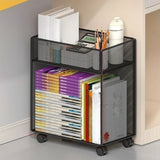 Casual Rectangular Metal Mesh Sliding Storage Bookshelf Image - 17