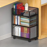 Casual Rectangular Metal Mesh Sliding Storage Bookshelf Image - 20