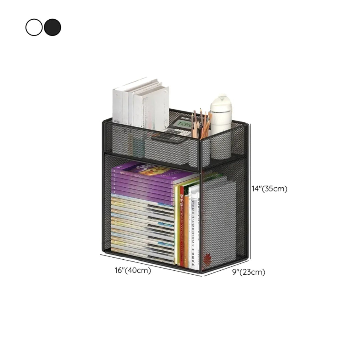 Casual Rectangular Metal Mesh Sliding Storage Bookshelf 