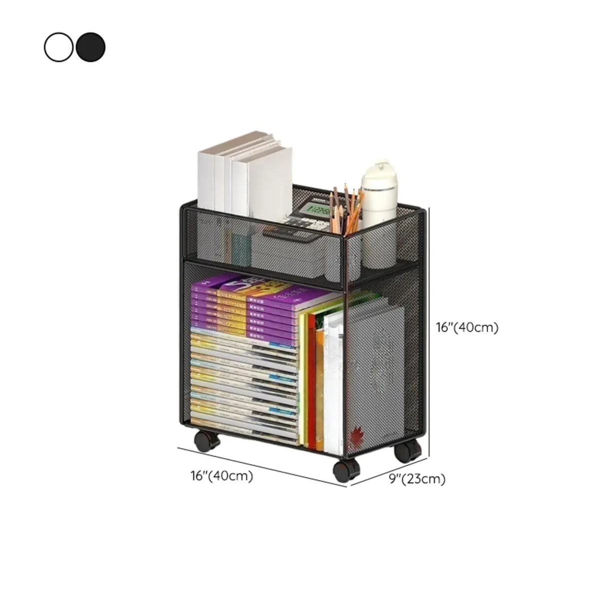 Casual Rectangular Metal Mesh Sliding Storage Bookshelf Image - 26