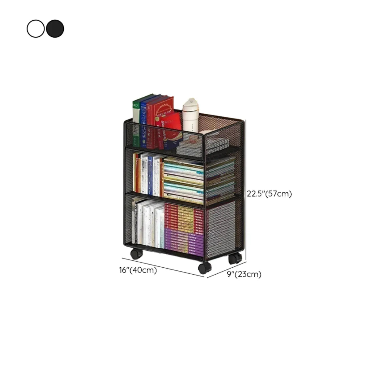Casual Rectangular Metal Mesh Sliding Storage Bookshelf Image - 27