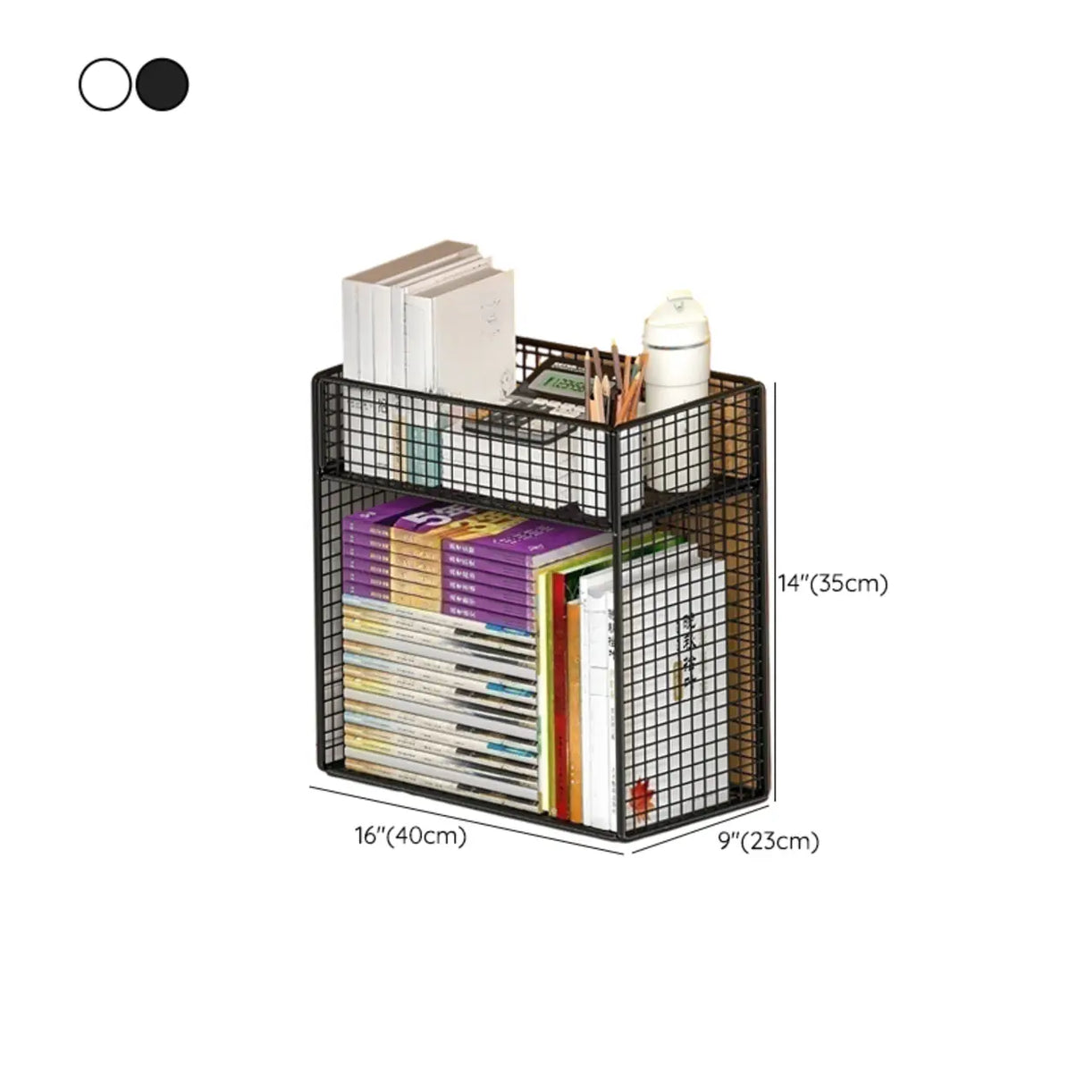 Casual Rectangular Metal Mesh Sliding Storage Bookshelf Image - 28