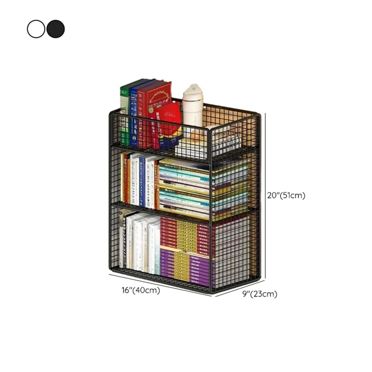Casual Rectangular Metal Mesh Sliding Storage Bookshelf Image - 29
