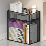 Casual Rectangular Metal Mesh Sliding Storage Bookshelf Image - 2