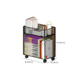 Casual Rectangular Metal Mesh Sliding Storage Bookshelf Image - 30