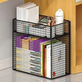 Casual Rectangular Metal Mesh Sliding Storage Bookshelf Image - 4