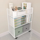 Casual Rectangular Metal Mesh Sliding Storage Bookshelf Image - 6