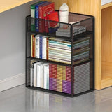 Casual Rectangular Metal Mesh Sliding Storage Bookshelf Image - 9