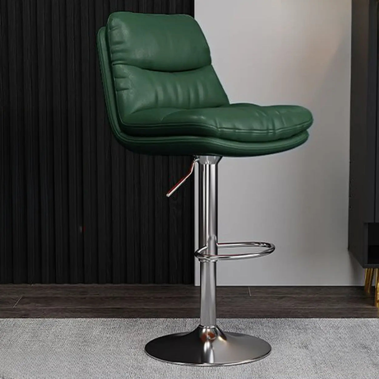 Casual Saddle Orange Leather Swivel Bar Stools with Back Image - 13