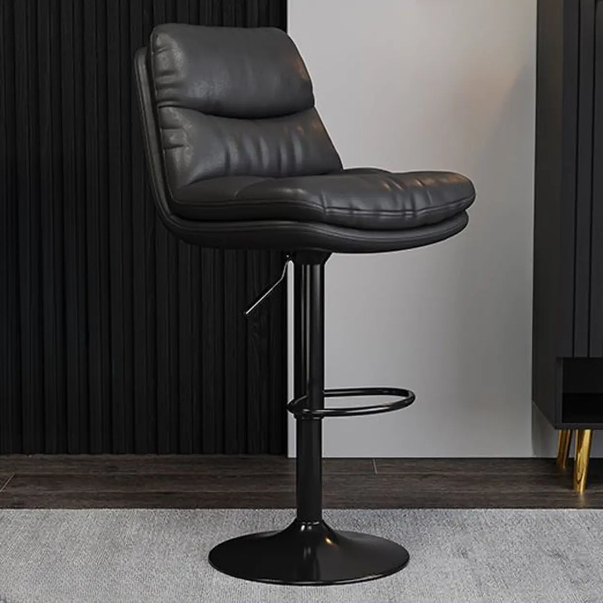 Casual Saddle Orange Leather Swivel Bar Stools with Back Image - 20