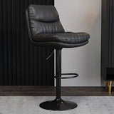 Casual Saddle Orange Leather Swivel Bar Stools with Back Image - 20