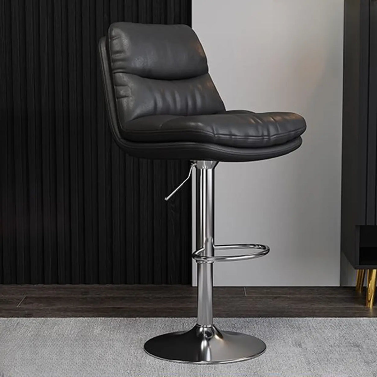 Casual Saddle Orange Leather Swivel Bar Stools with Back Image - 5