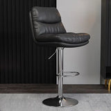 Casual Saddle Orange Leather Swivel Bar Stools with Back Image - 5