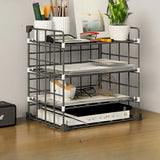 Casual Simple Open Metal Grid Shelf Storage Bookshelf Image - 12