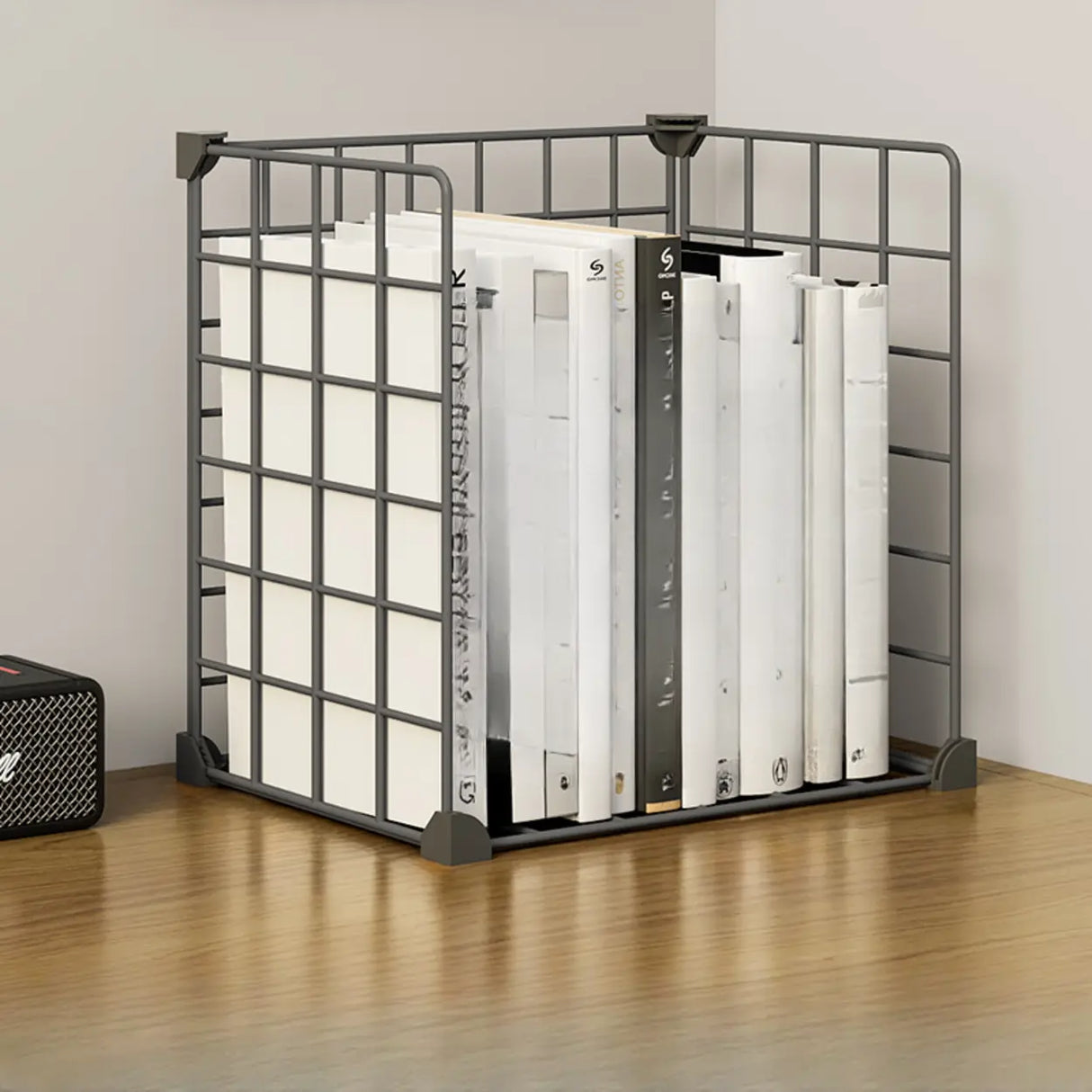 Casual Simple Open Metal Grid Shelf Storage Bookshelf Image - 13