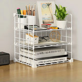Casual Simple Open Metal Grid Shelf Storage Bookshelf Image - 16