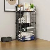 Casual Simple Open Metal Grid Shelf Storage Bookshelf Image - 17