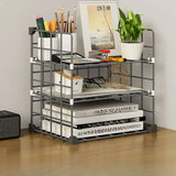 Casual Simple Open Metal Grid Shelf Storage Bookshelf Image - 18