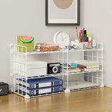 Casual Simple Open Metal Grid Shelf Storage Bookshelf Image - 1