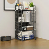 Casual Simple Open Metal Grid Shelf Storage Bookshelf Image - 21